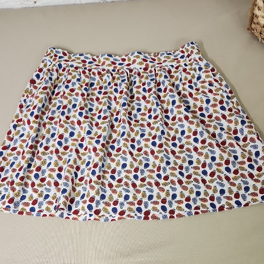 Loft Multicolor Patterned Pleated Linen Skirt Lar… - image 1